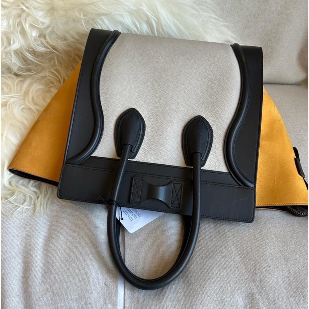 Celine Mini Luggage Shopper Tote in Mustard/Black/Grey color block - Picture 4 of 11